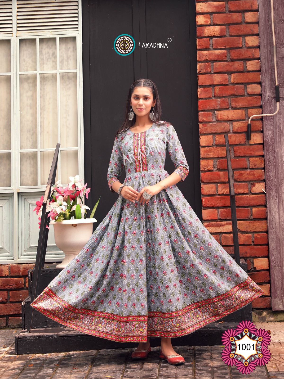 Aradhna Fashion Fire 1 Heavy Cotton Festive Wear Anarkali Long Stylish Kurti Collection